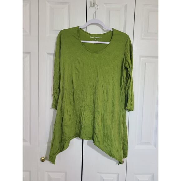 Pleats collection small women's green 3/4 sleeve tunic - Picture 1 of 5